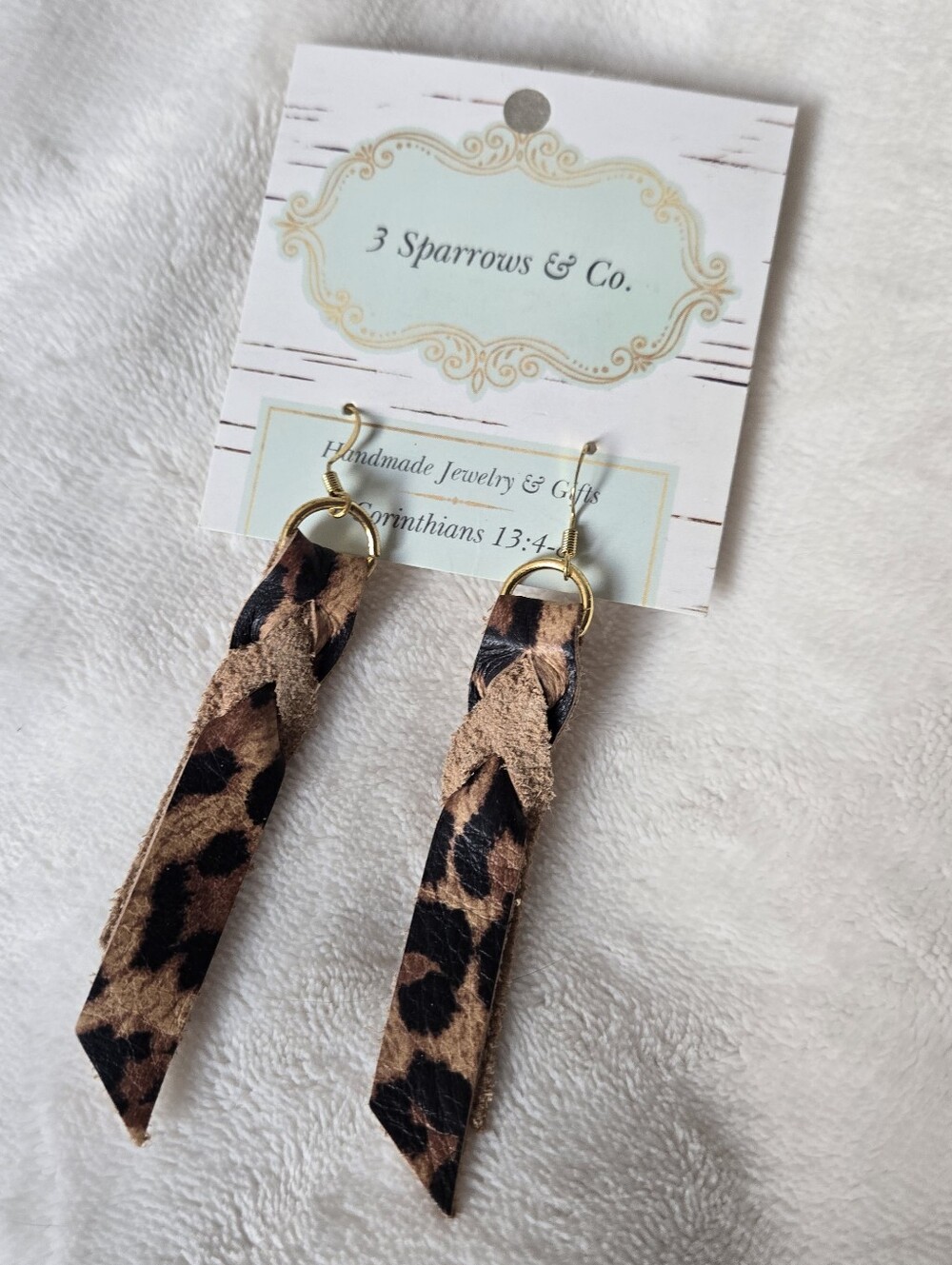 Leopard Print Suede Dangle Earrings